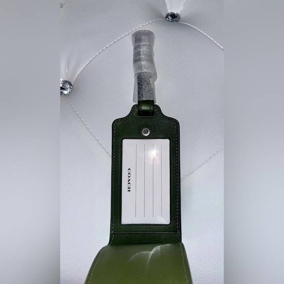 NEW Coach Signature Leather Dark Shamrock Green Luggage Tag - Picture 6 of 11